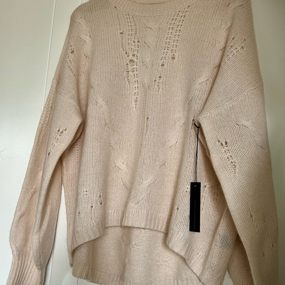 SOLD NWT $400! LUXE 360Cashmere Ivory Sweater Sz L - Picture 8 of 8